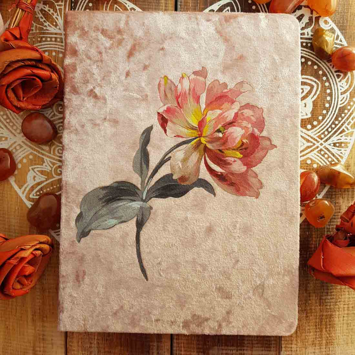 Pink Peony Crushed Velvet Journal (21.5x16x2cm)