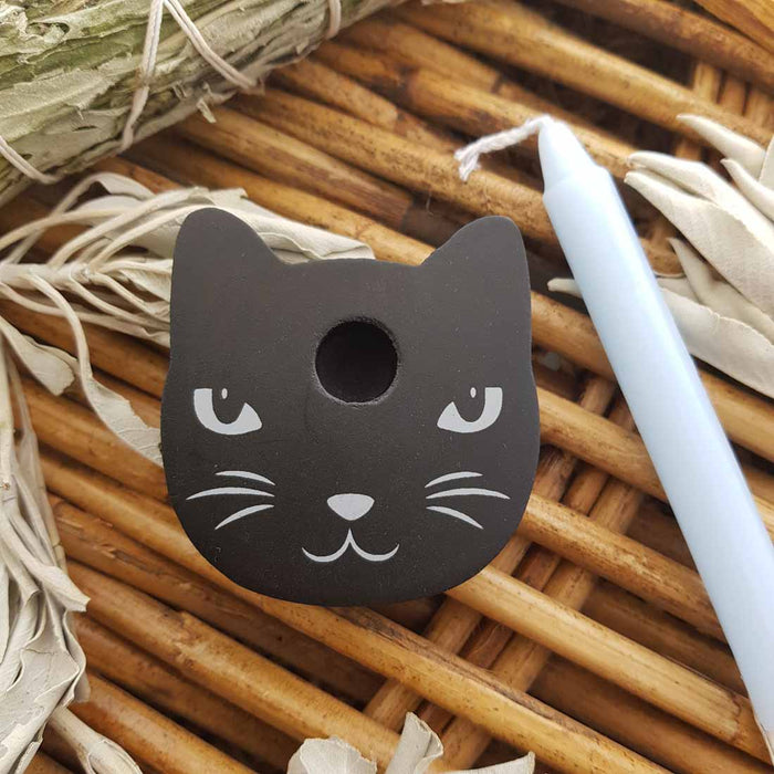 Black Cat Spell Candle Holder (approx. 5.5x6x1.15cm)