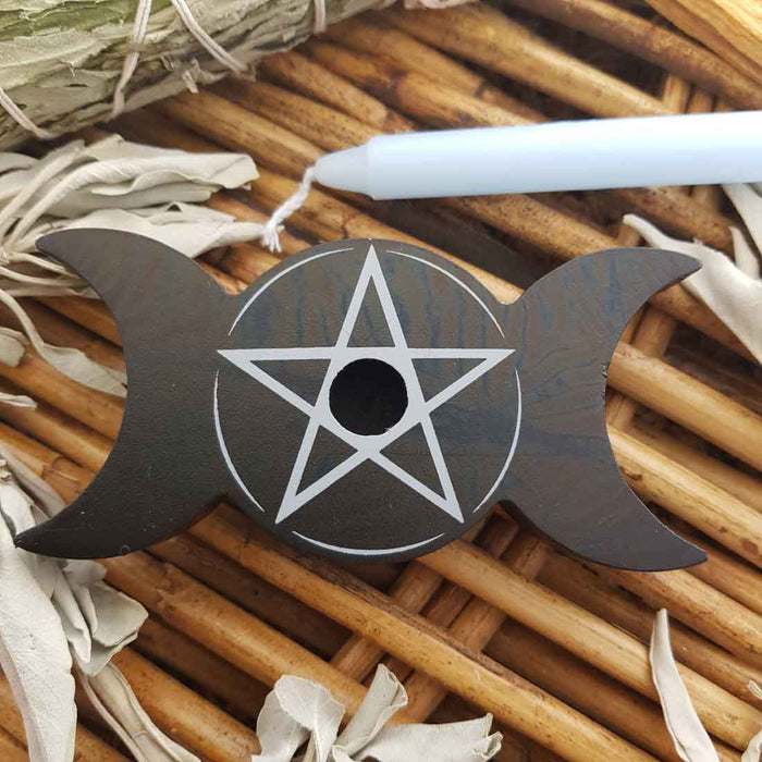 Triple Moon Spell Candle Holder (approx. 10.5x5x1.5cm)