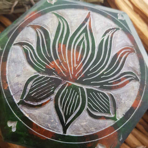 Lotus Flower Hexagon Soapstone Box
