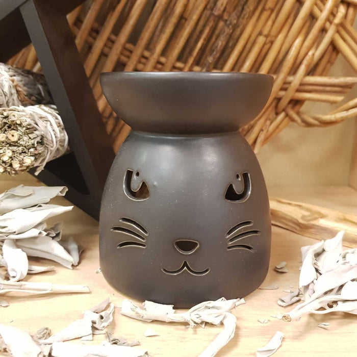 Black Cat Cut Out Oil Burner (approx. 9x10cm)