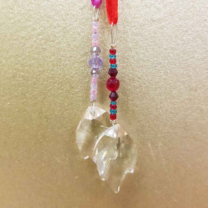 Leaf Hanging Strass Crystal On Ribbon