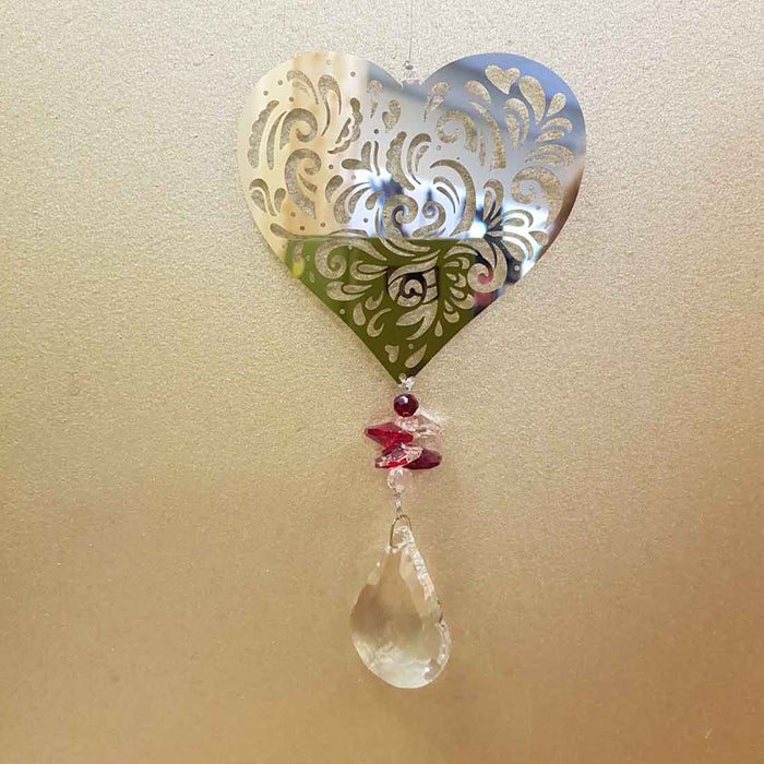 Heart Metal & Hanging Prism (approx. 40x10cm)