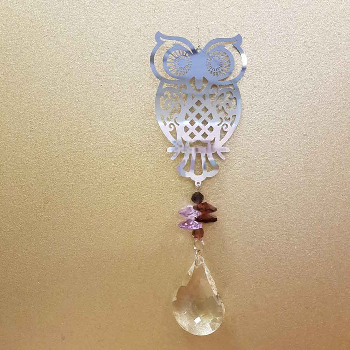 Owl Metal & Hanging Prism (approx. 40x10cm)