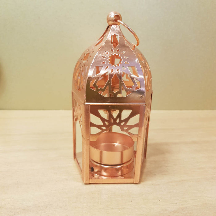 Rose Gold Mini Lantern Moroccan Inspired  (approx. 7x15cm)