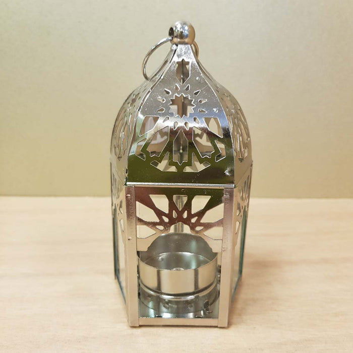 Silver Mini Lantern Moroccan Inspired  (approx. 7x15cm)