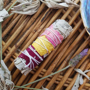 White Sage Smudge Stick with Rose Petals