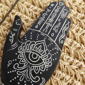 White & Black Palmistry Incense Holder