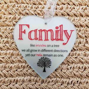 Family Heart Glass Plaque