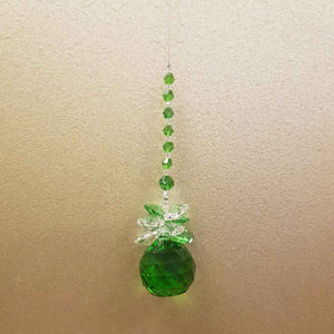 Hanging Prism Ball with Green Cluster