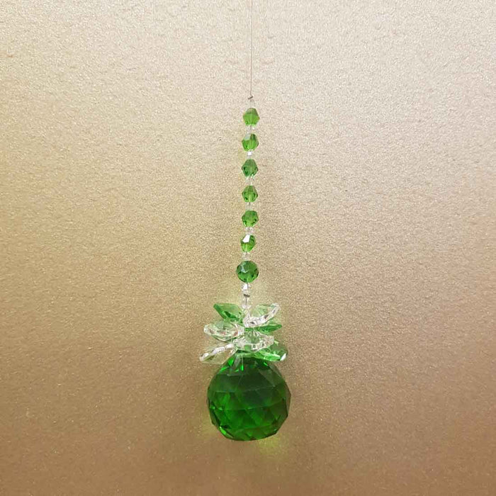 Hanging Prism Ball with Green Cluster (30mm)