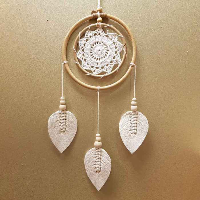 Leaf Double Hoop Dream Catcher (approx. 23 x 40cm)