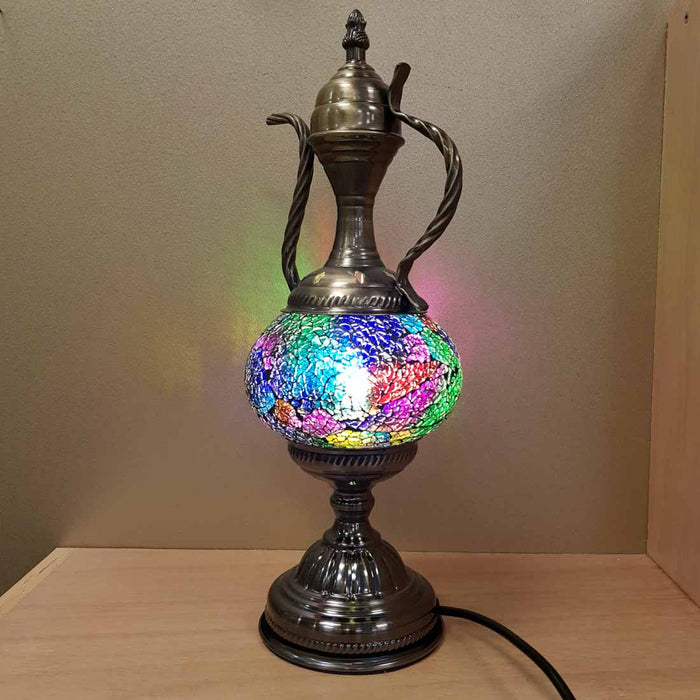 Colourful Coffee Pot Turkish Style Mosaic Lamp (approx. 37x13cm)