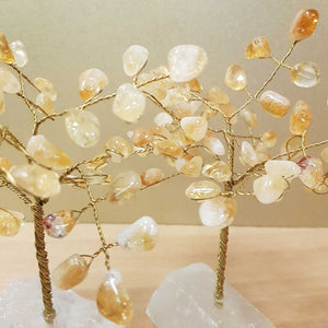 Citrine (heat treated) Tree on Clear Quartz Base