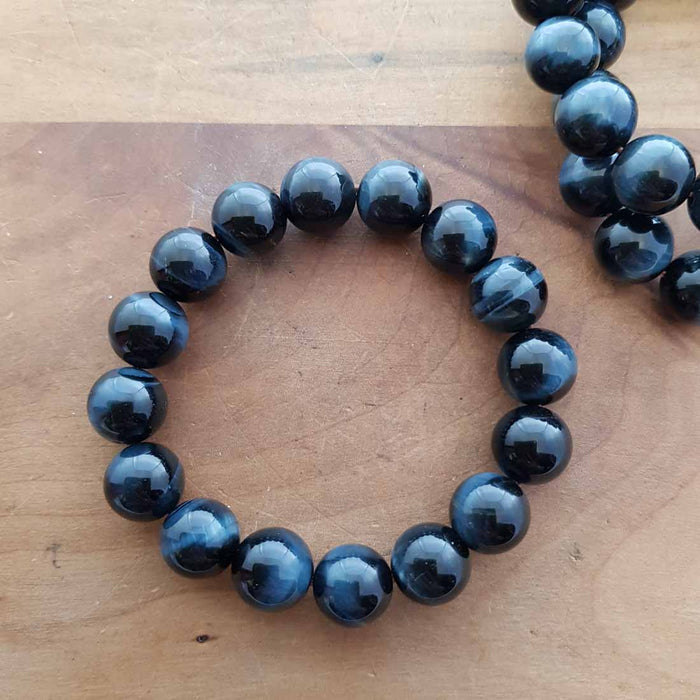 Blue Tiger's Eye Bracelet (stunning. approx. 12mm round beads)