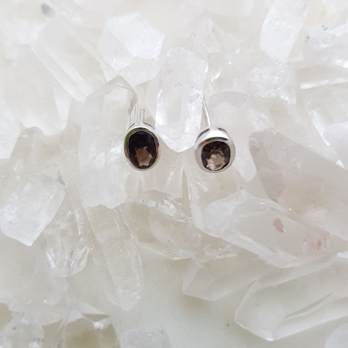 Smokey Quartz Stud Earrings (sterling silver)