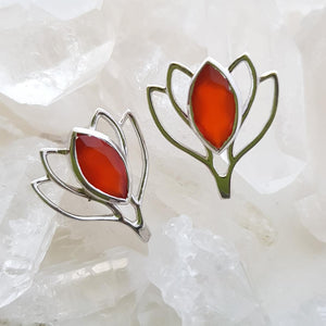Carnelian Lotus Earrings