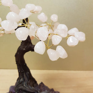 Rose Quartz Tree on Amethyst Cluster