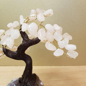 Rose Quartz Tree on Amethyst Cluster