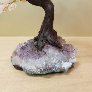 Rose Quartz Tree on Amethyst Cluster