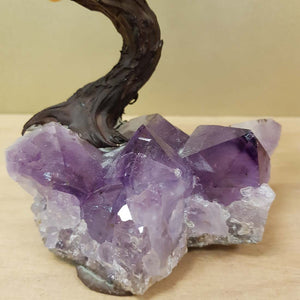 Citrine (heat treated) Tree on Amethyst Cluster (approx. 19x16x12cm)