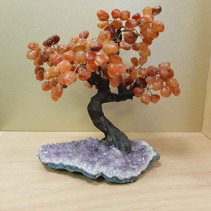 Carnelian Tree on Amethyst Cluster (approx. 23x25x24cm)