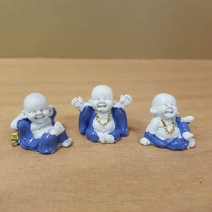 Miniature Blue and White Happy Buddha