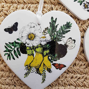 Native Flora & Fauna Ceramic Heart for the Wall