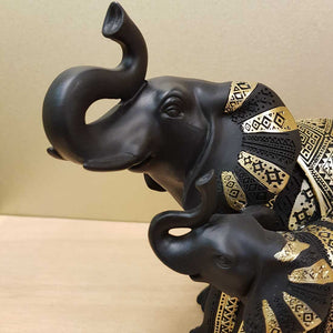 Black & Gold Mother & Baby Elephant