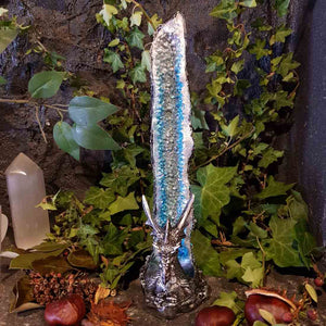Pewter Look Dragon with Sparkly Gems Look Incense Tower