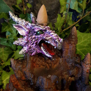 Pink Purple & Silver Dragon Backflow Incense Burner with LED