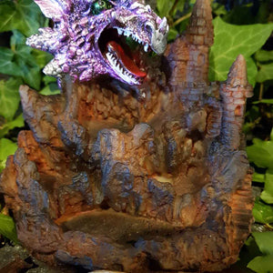 Pink Purple & Silver Dragon Backflow Incense Burner with LED