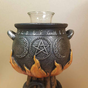 Triple Moon Cauldron with Tealight & Incense Holder