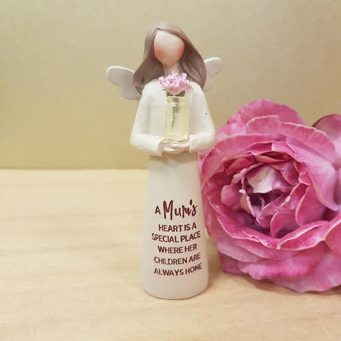 A Mum's Heart Angel with Flowers Figurine (approx. 12.5x5x4cm)