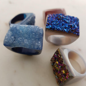 Dyed Agate Druzy Ring