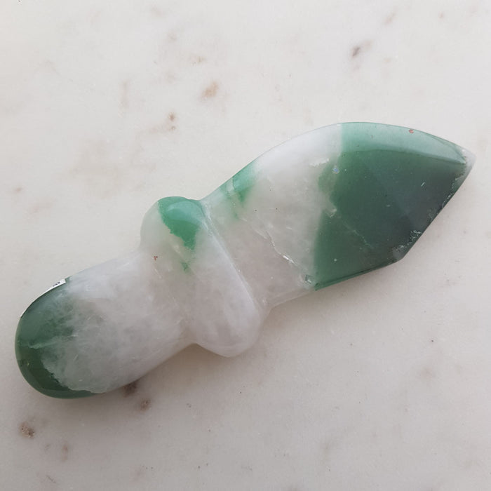 Green Aventurine in Quartz Dagger (approx. 12x4x1.5cm)