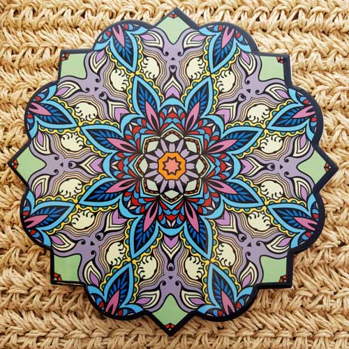 Purple Moroccan Inspired Ceramic Trivet (approx. 20cm)
