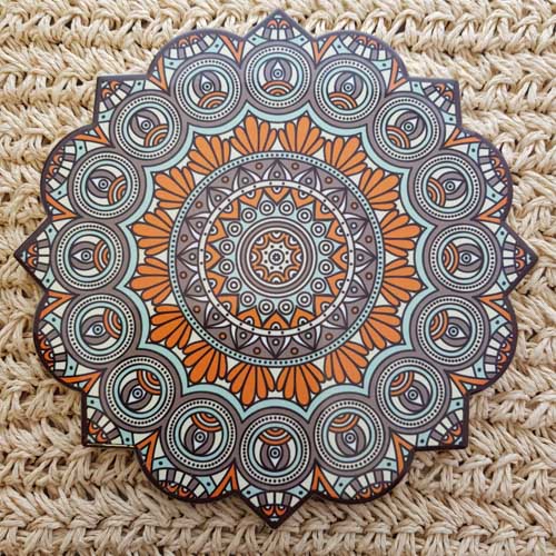 Orange Moroccan Inspired Ceramic Trivet (approx. 20cm)