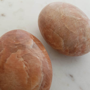 Peach Moonstone Palm Stone