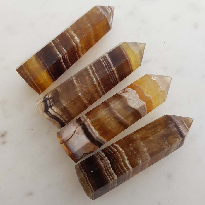 Golden Fluorite Banded Point from China (assorted. approx. 9-10x2.5-2.9x2.5cm)