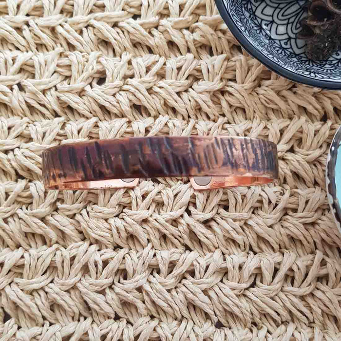 Stripy Copper Bracelet with Magnets (mens. NZ made.  approx. 10mm)