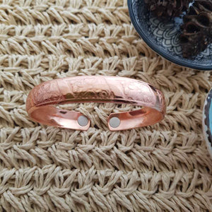 Flower Design Copper Bracelet with Magnets