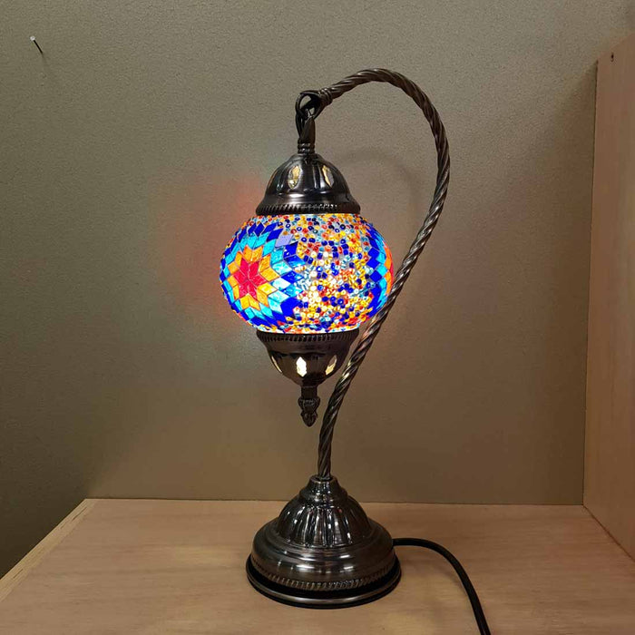 Blue & Orange Star Turkish Style Mosaic Lamp (approx. 37cm)