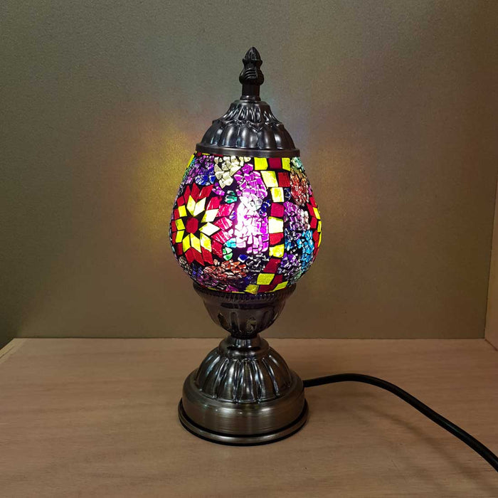 Colourful Turkish Style Mosaic Lamp (egg shaped approx. 26cm)