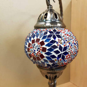 Red & Blue Star Turkish Swan Neck Style Mosaic Lamp
