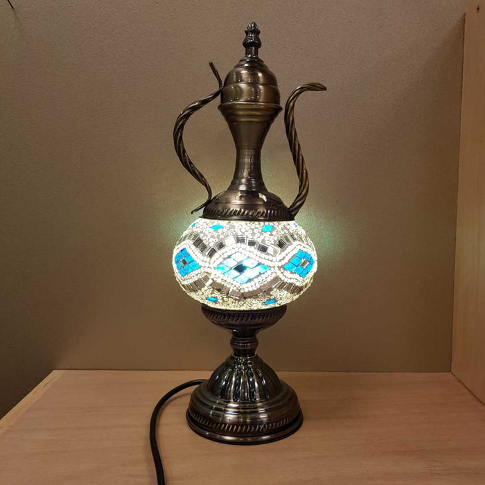 Blue and White Coffee Pot Turkish Style Mosaic Lamp (approx. 38x14x14cm)