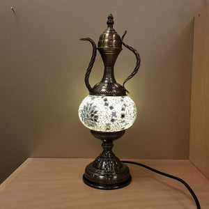 White & Silver Star Teapot Turkish Style Mosaic Lamp