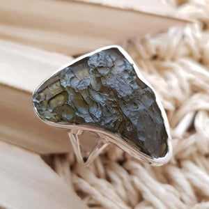 Moldavite Ring (sterling silver)