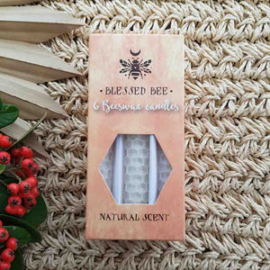 Happiness Blessed Bee Beeswax Candles (White. approx. 1 hour burn time & approx. 10x1cm each)