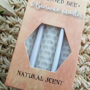 Happiness Blessed Bee Beeswax Candles (White. approx. 1 hour burn time & approx. 10x1cm each)